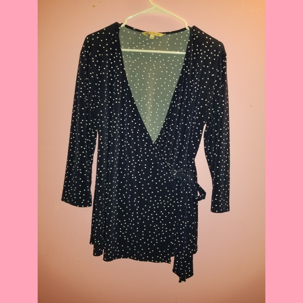 Navy Blue Dot Wrap Shirt